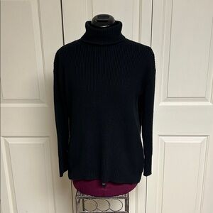 J.Crew Black Ribbed Cashmere/Cotton Relaxed Turtleneck Sweater - size XXS